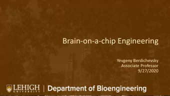 Brain-on-a-chip Engineering  Yevgeny Berdichevsky  Associate Professor  9/27/2020  Bibliography