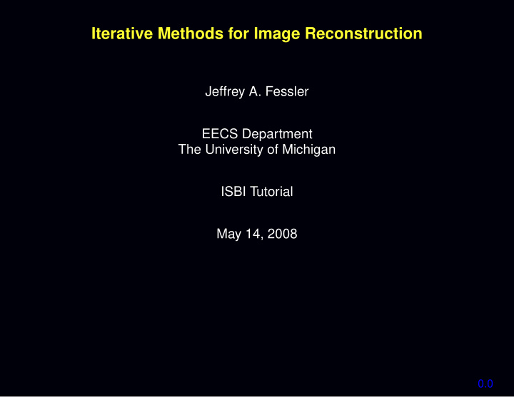iterative methods for image reconstruction