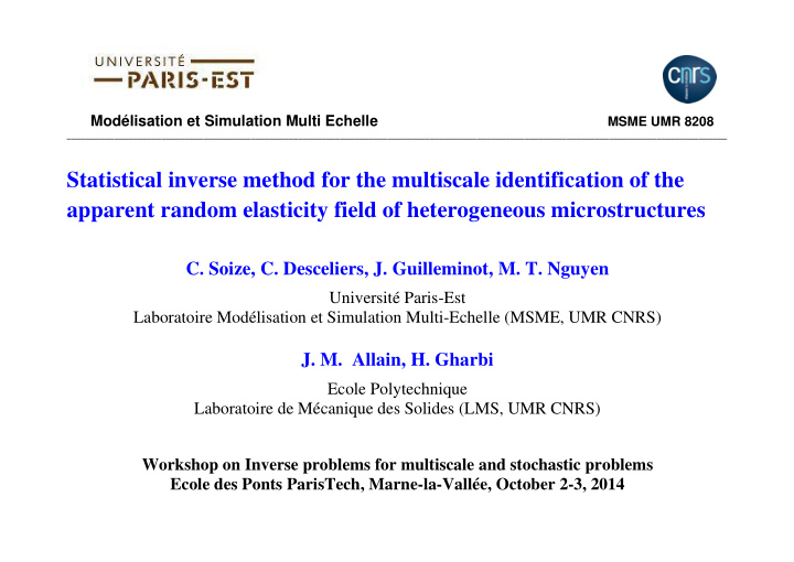 statistical inverse method for the multiscale