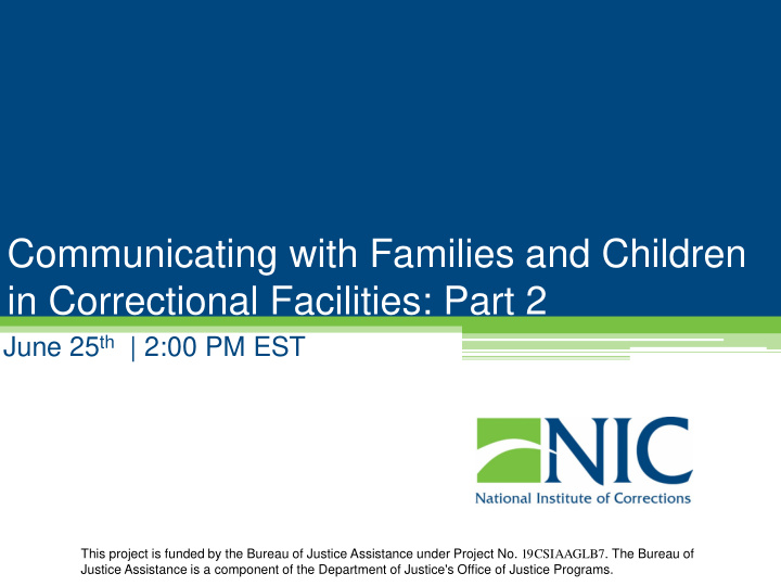 communicating with families and children in correctional