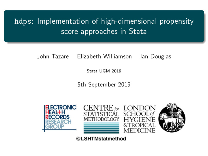hdps implementation of high dimensional propensity score