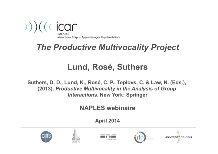 the productive multivocality project lund ros suthers