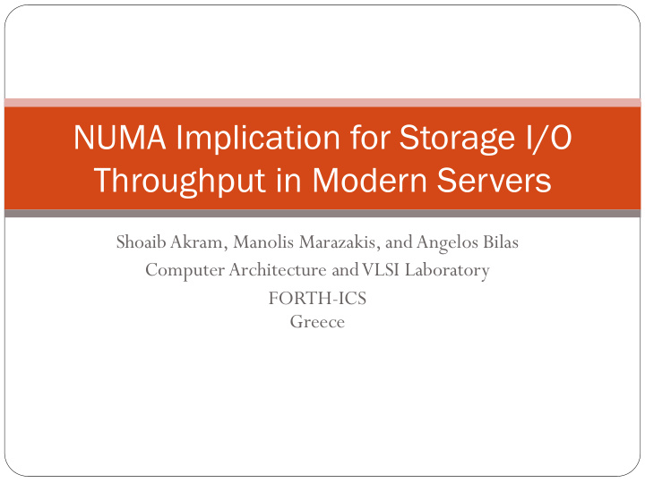 numa implication for storage i o throughput in modern