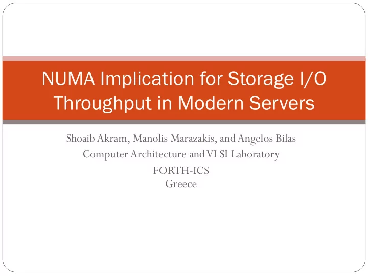 numa implication for storage i o throughput in modern
