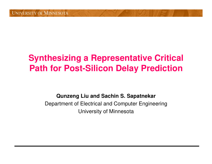 synthesizing a representative critical path for post
