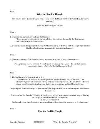 What the Buddha Thought  How can we know if something we read or hear about Buddhism really