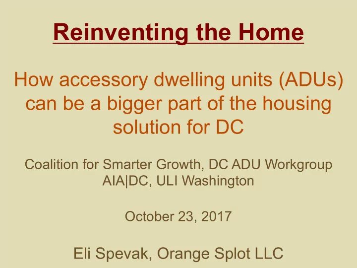 reinventing the home