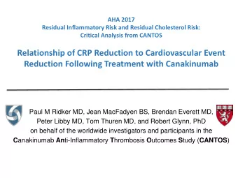 Reduction Following Treatment with Canakinumab  Paul M Ridker MD, Jean MacFadyen BS, Brendan