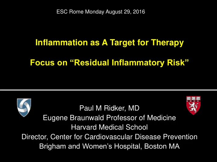 inflammation as a target for therapy