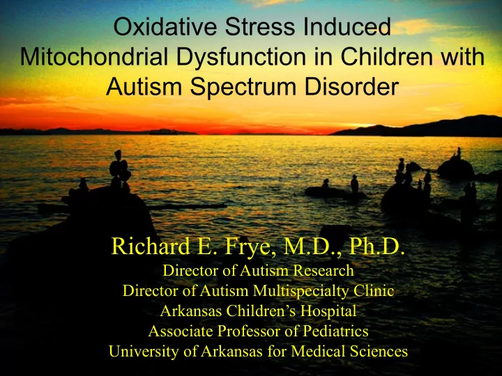 oxidative stress induced mitochondrial dysfunction in