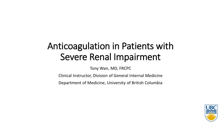 an anticoagul ulation i n in patients w with h sev evere