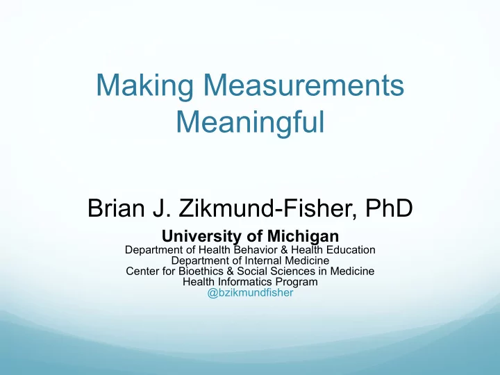 making measurements meaningful