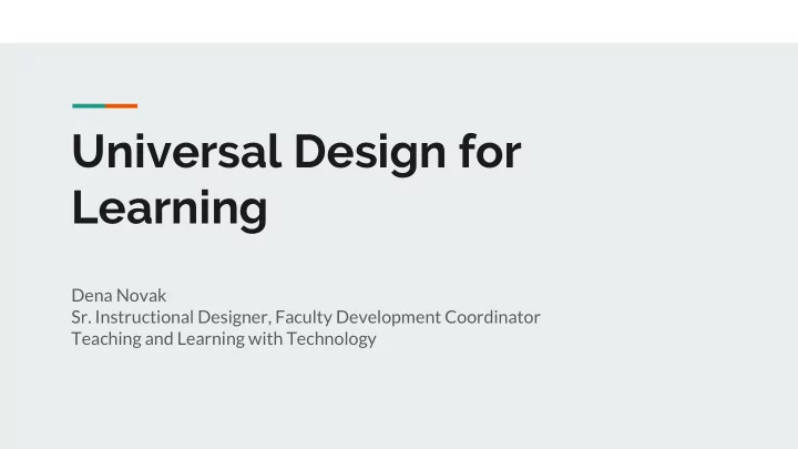 universal design for learning