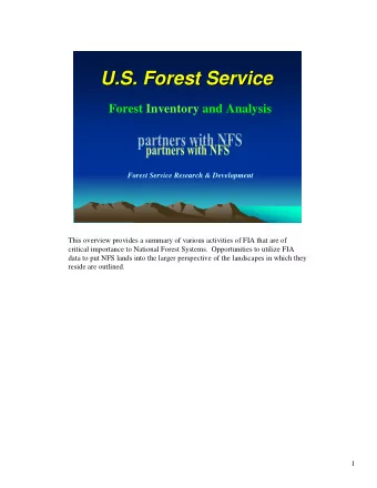 U.S. Forest Service  Forest Service  U.S.  Forest Inventory and Analysis  Forest Service Research