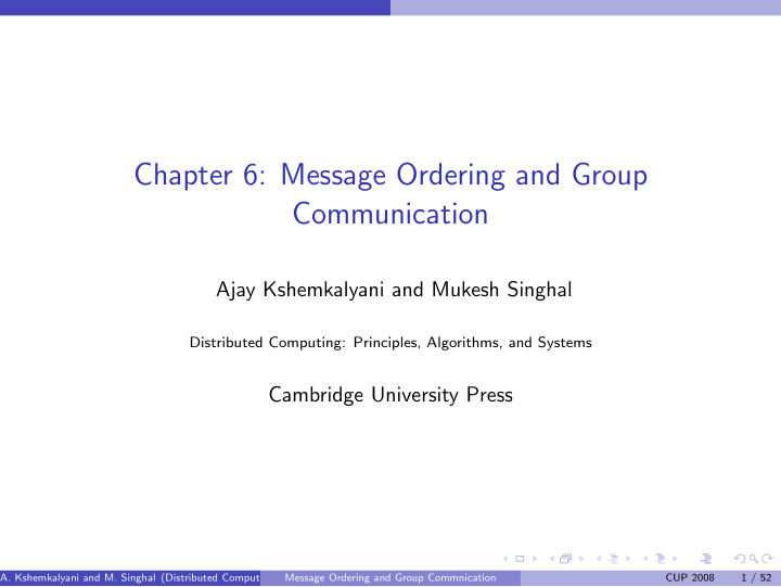 chapter 6 message ordering and group communication