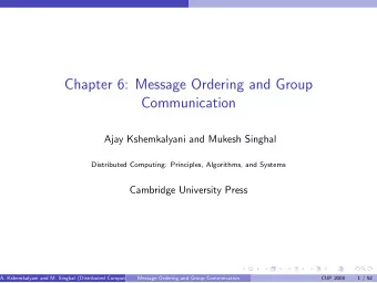 Chapter 6: Message Ordering and Group  Communication  Ajay Kshemkalyani and Mukesh Singhal