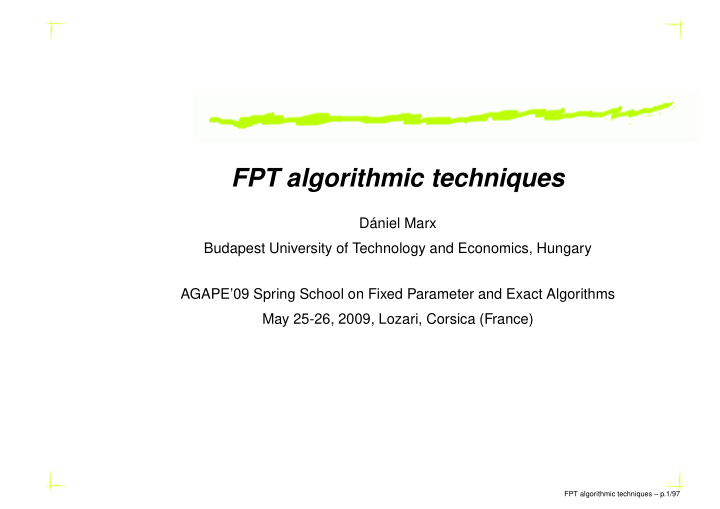 fpt algorithmic techniques