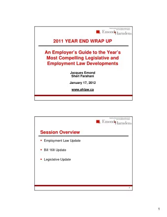 2011 YEAR END WRAP UP  An Employers Guide to the Years  A  E  l    G id  t  th  Y