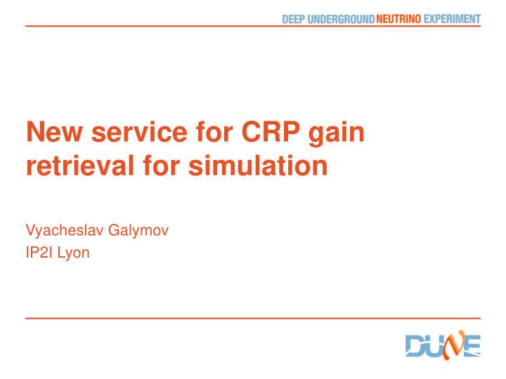 new service for crp gain retrieval for simulation