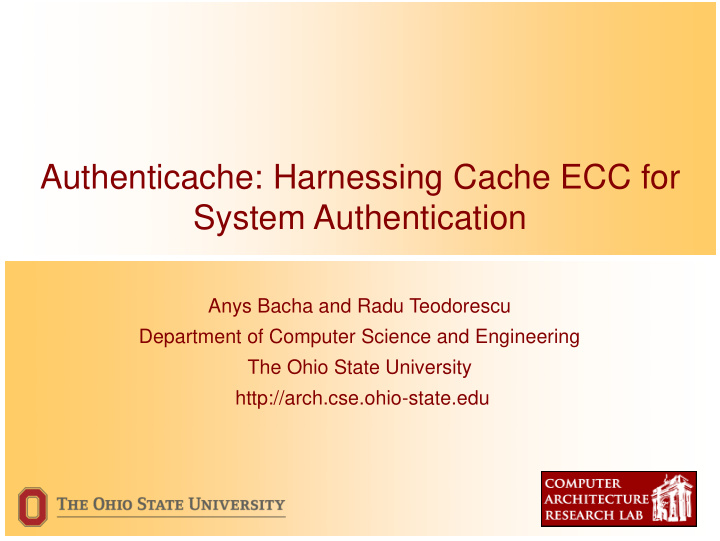 authenticache harnessing cache ecc for