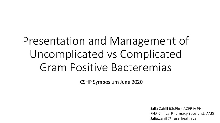 presentation and management of uncomplicated vs