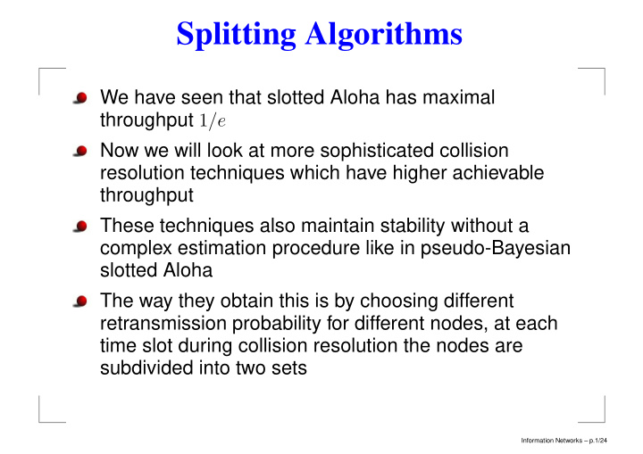 splitting algorithms