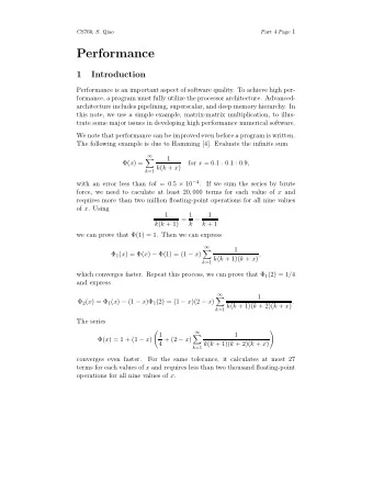 Performance  1  Introduction  Performance is an important aspect of software quality. To achieve