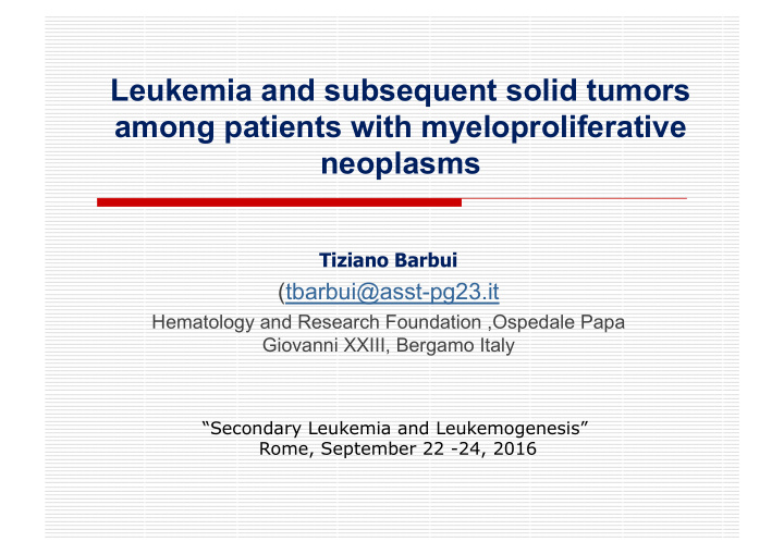 leukemia and subsequent solid tumors among patients with