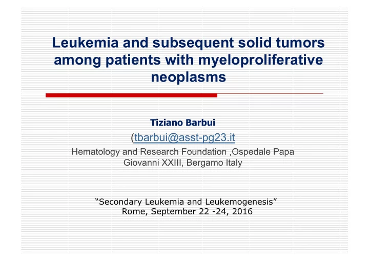 leukemia and subsequent solid tumors among patients with