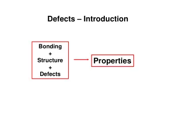 Properties  Structure  +  Defects  The processing determines the defects  Composition  Structure of