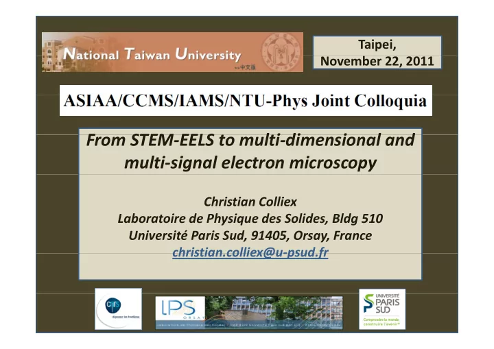 f from stem eels to multi dimensional and stem eels t lti