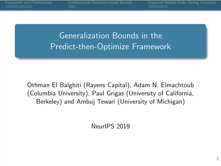 generalization bounds in the predict then optimize