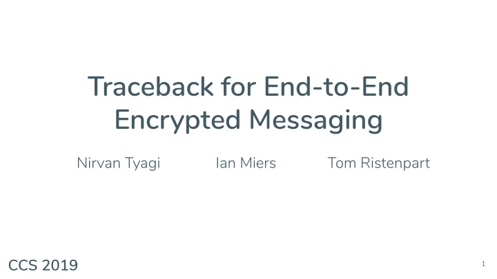 traceback for end to end encrypted messaging