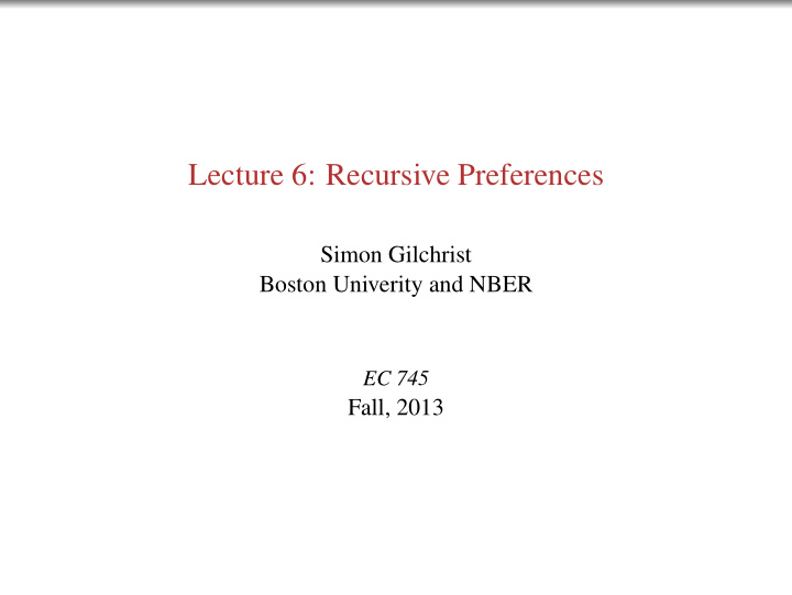 lecture 6 recursive preferences