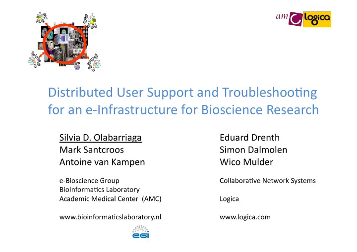 distributed user support and troubleshoo4ng for an e