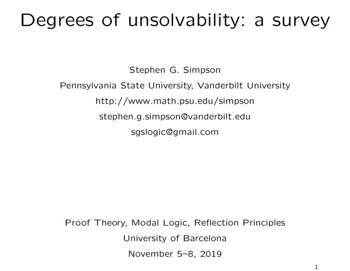 degrees of unsolvability a survey