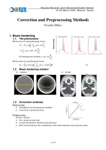 Correction and Preprocessing Methods  Veselin Dikov  1. Beam hardening  1.1. The phenomena  Photon