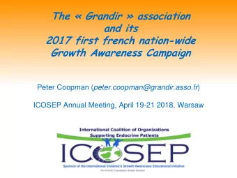 and its  2017 first french nation-wide  Growth Awareness Campaign Peter Coopman (