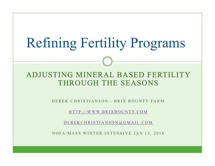 refining fertility programs