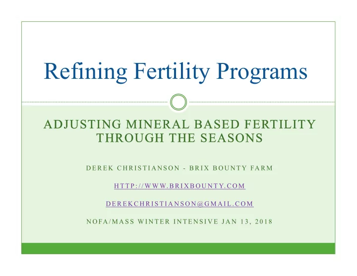 refining fertility programs