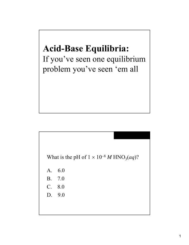 acid base equilibria