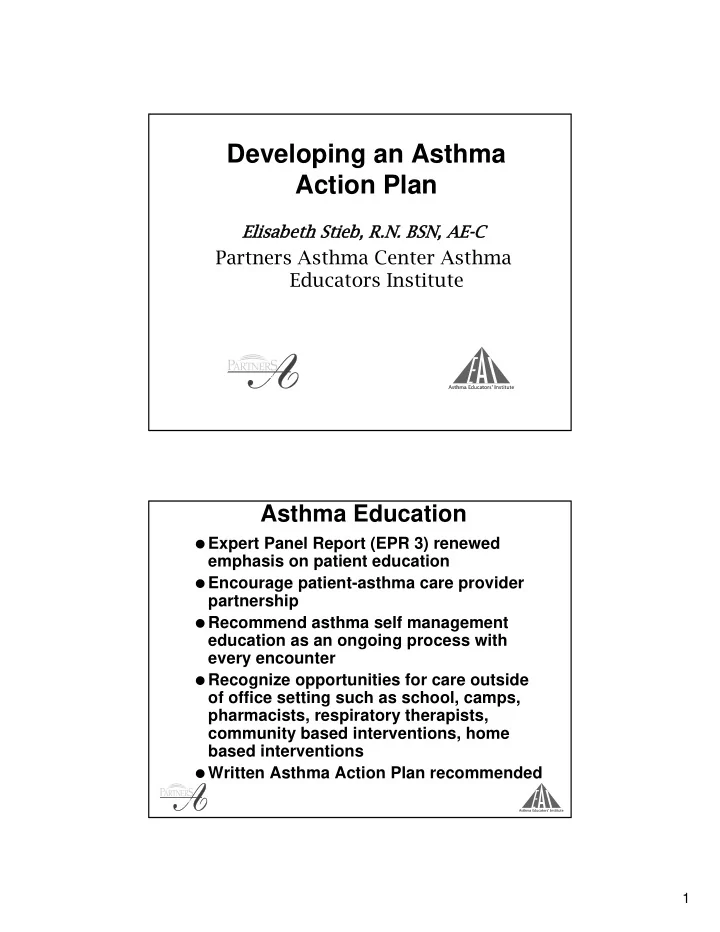 developing an asthma action plan