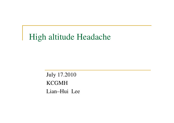 high altitude headache