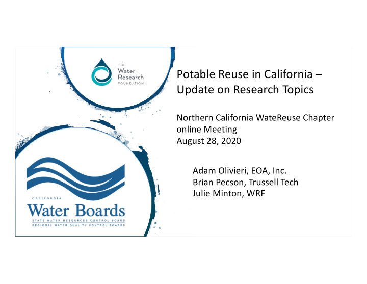 potable reuse in california update on research topics