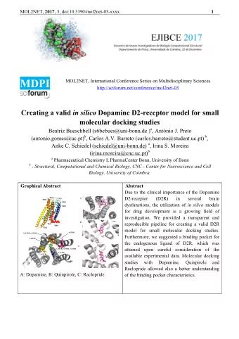 MOL2NET, 2017 , 3, doi:10.3390/mol2net-03-xxxx  2 Introduction  Dopamine D2-receptor (D2R) is a