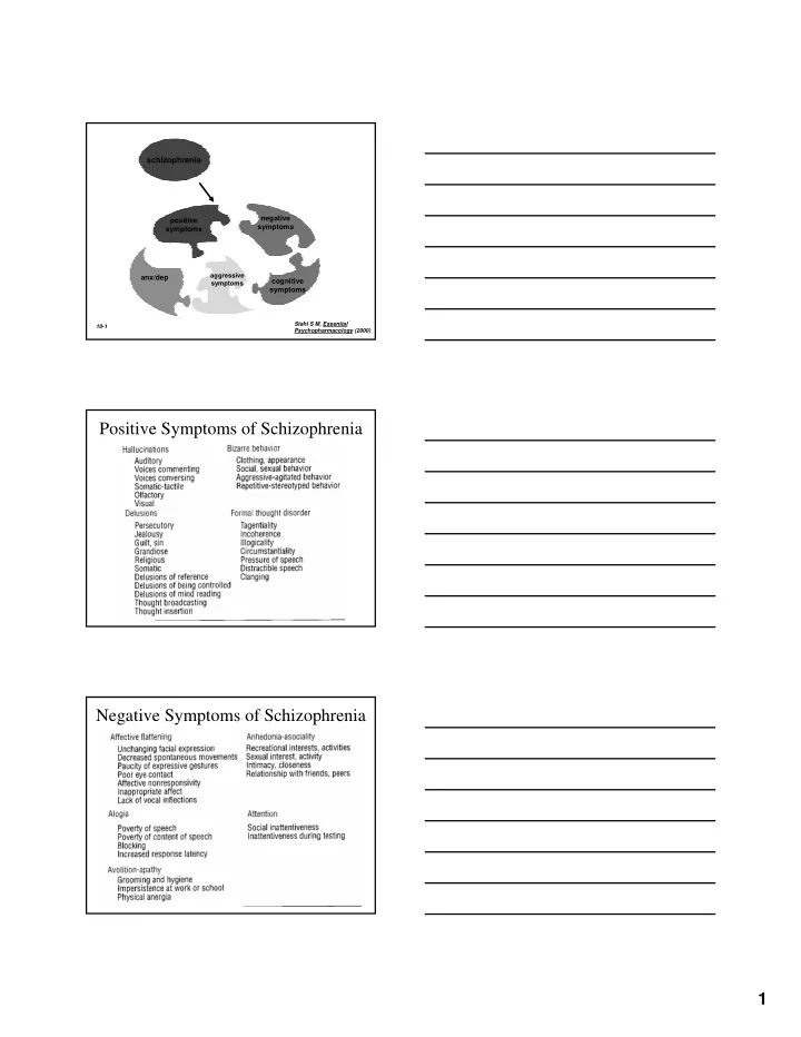 positive symptoms of schizophrenia negative symptoms of
