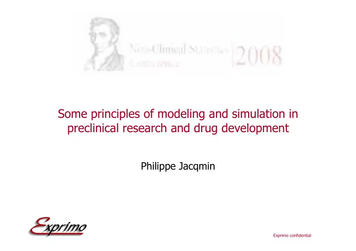some principles of modeling and simulation in preclinical