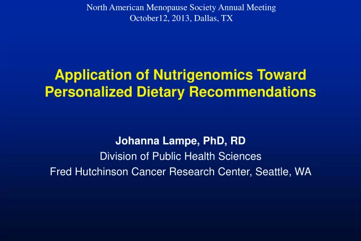 personalized dietary recommendations