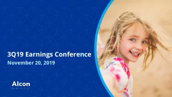 3Q19 Earnings Conference  November 20, 2019  Legal Disclaimers  Forward-Looking Statements  This