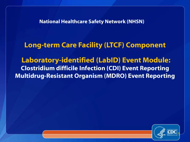 long term care facility ltcf component